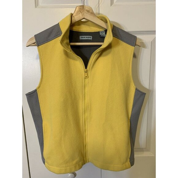 Marsh Landing Women's Sz M Fleece Full-Zip Vest Yellow/Gray - Picture 6 of 7